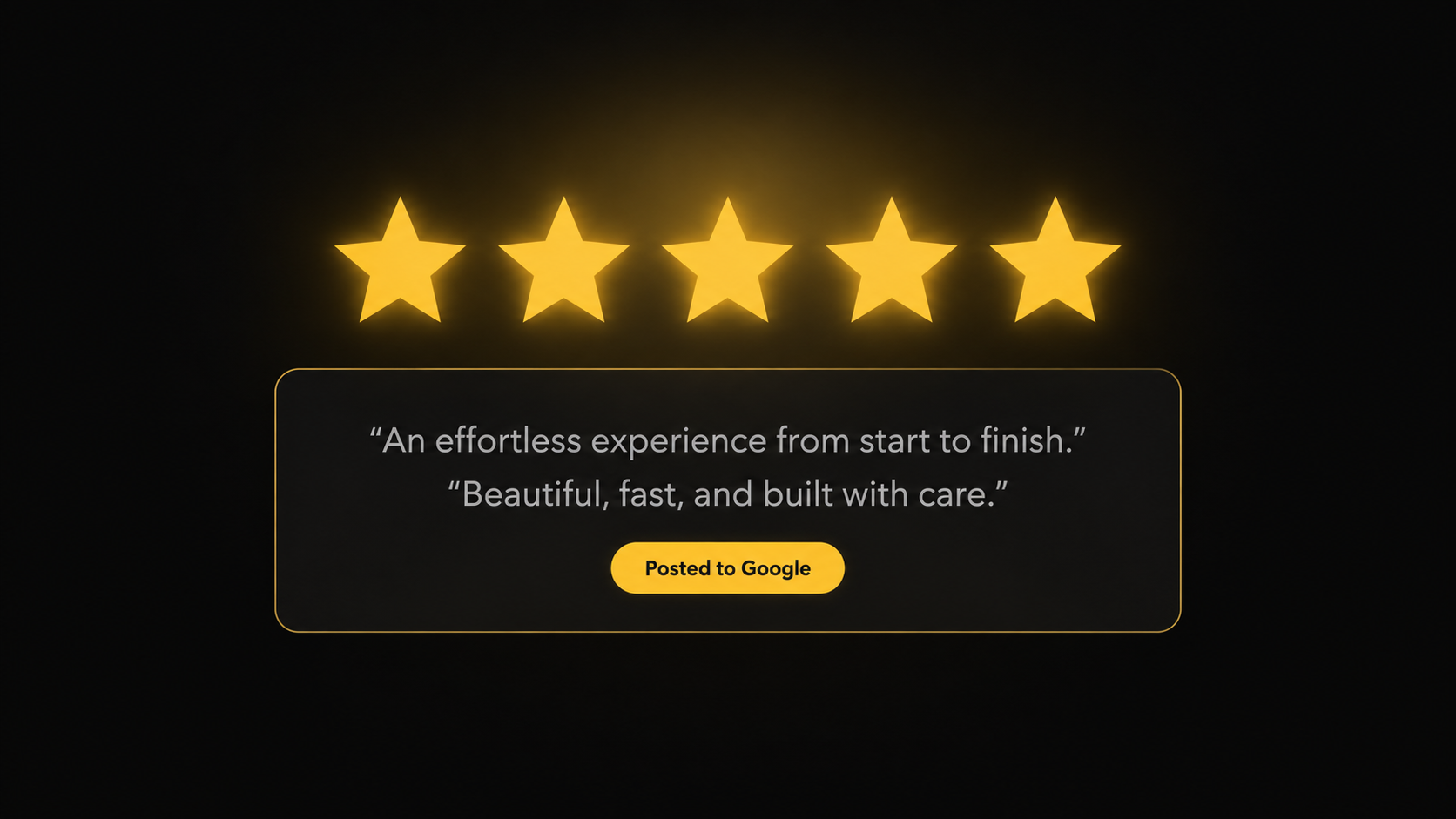 Five star review posted to Google