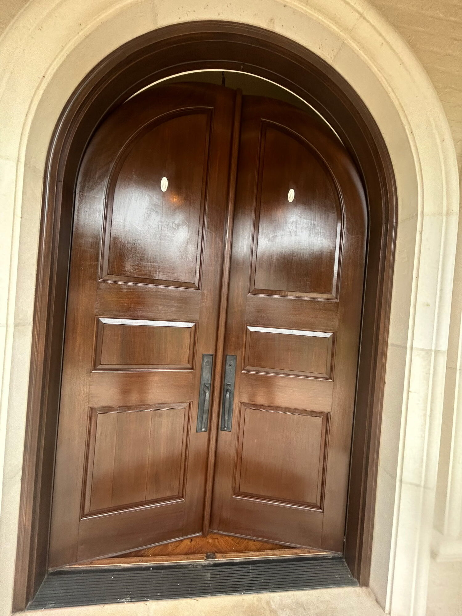 Restored wooden double front door